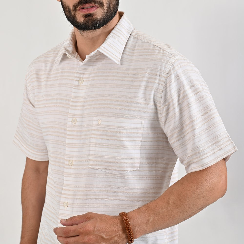 Camisa casual Yale Regular Fit Manga corta 7748 Beige