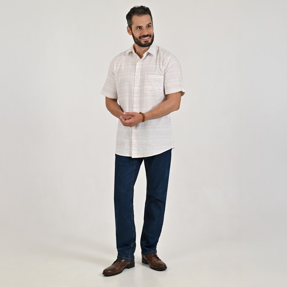 Camisa casual Yale Regular Fit Manga corta 7748 Beige