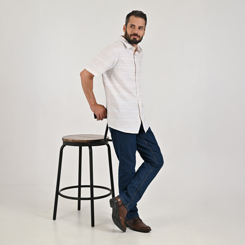 Camisa casual Yale Regular Fit Manga corta 7748 Beige