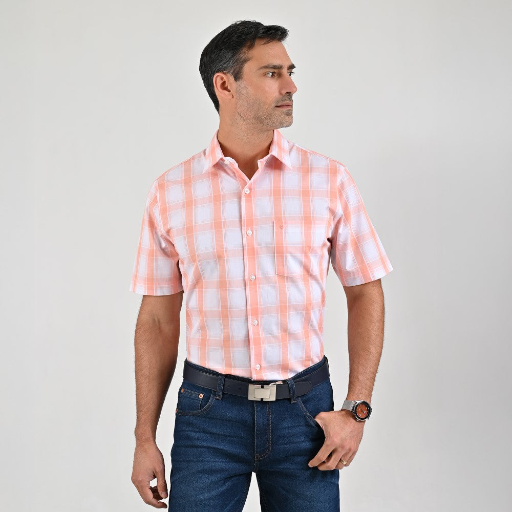 Camisa casual Yale Regular Fit Manga corta 7761 Coral