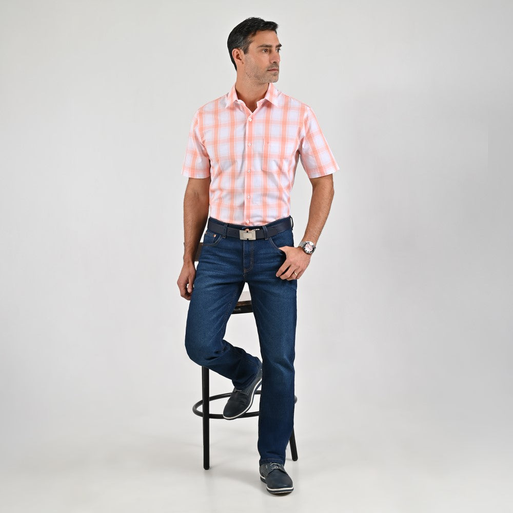 Camisa casual Yale Regular Fit Manga corta 7761 Coral