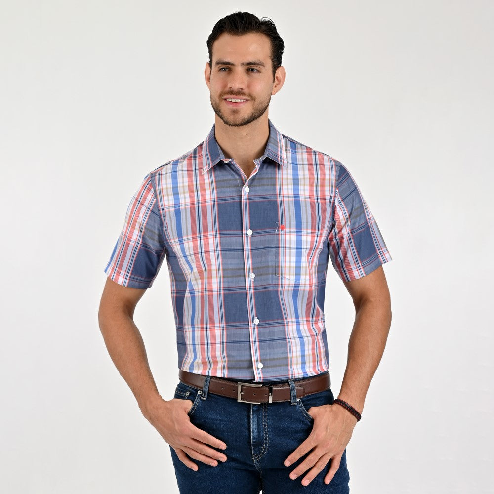 Camisa Yale Para Caballero Manga Corta Regular Fit 8038 Azul Marino