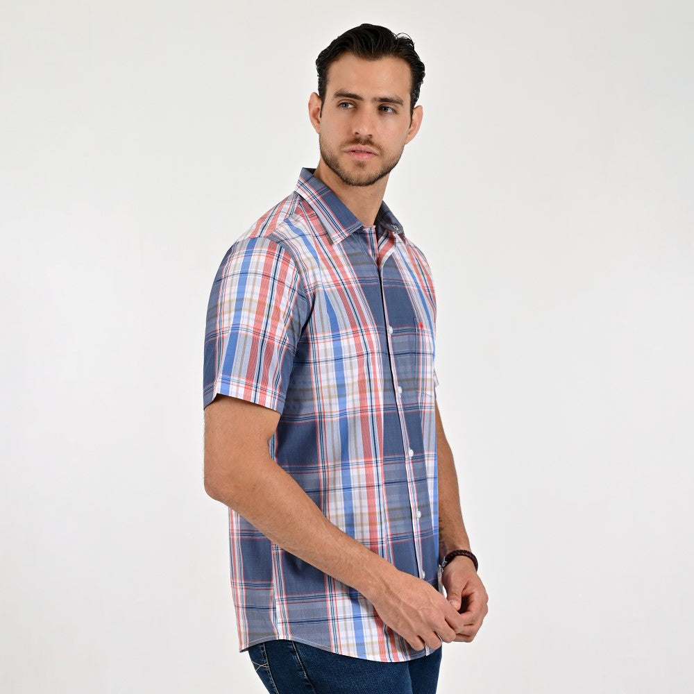 Camisa Yale Para Caballero Manga Corta Regular Fit 8038 Azul Marino
