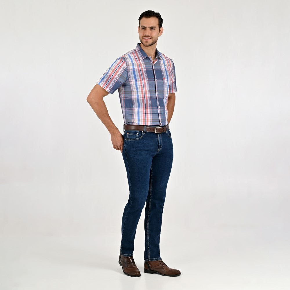 Camisa Yale Para Caballero Manga Corta Regular Fit 8038 Azul Marino