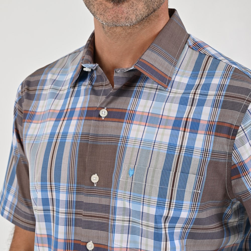 Camisa Yale Para Caballero Manga Corta Regular Fit 8038 Café