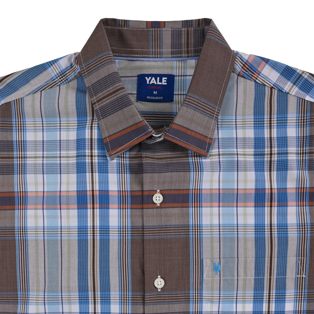 Camisa Yale Para Caballero Manga Corta Regular Fit 8038 Café
