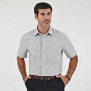 Camisa Yale Para Caballero Manga Corta Regular Fit 8205 Gris Medio