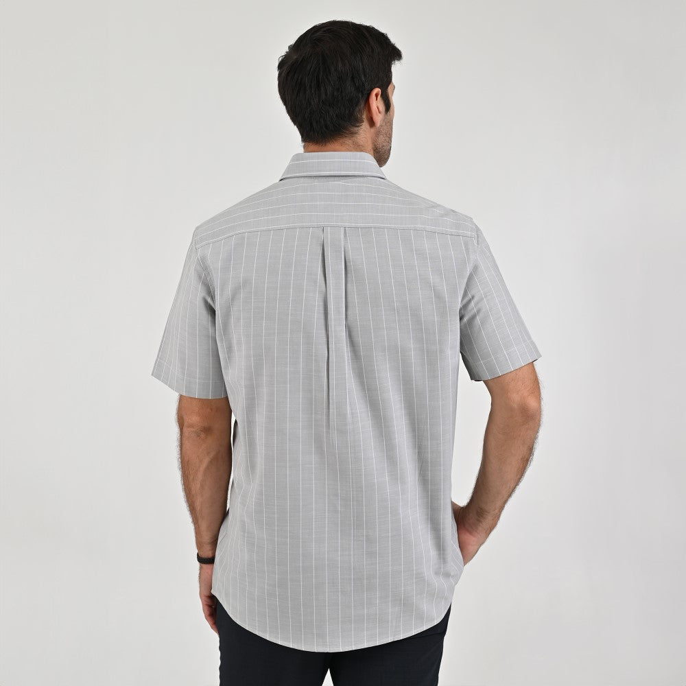 Camisa Yale Para Caballero Manga Corta Regular Fit 8205 Gris Medio