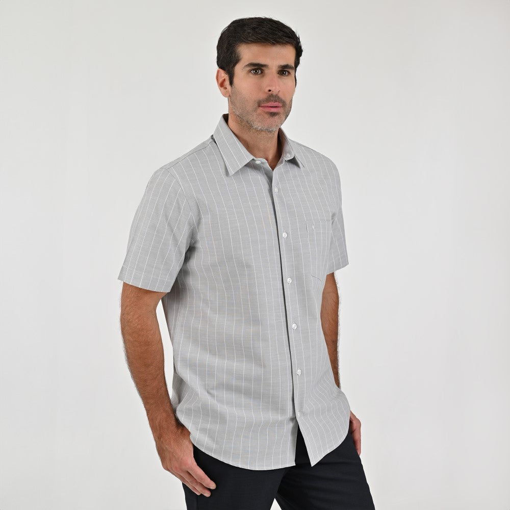Camisa Yale Para Caballero Manga Corta Regular Fit 8205 Gris Medio