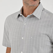 Camisa Yale Para Caballero Manga Corta Regular Fit 8205 Gris Medio