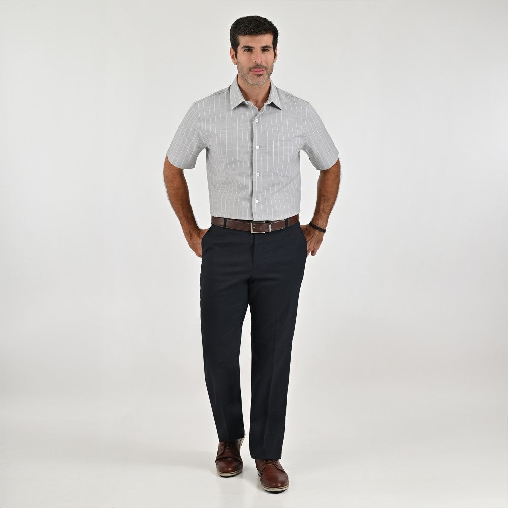 Camisa Yale Para Caballero Manga Corta Regular Fit 8205 Gris Medio