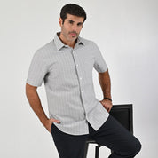 Camisa Yale Para Caballero Manga Corta Regular Fit 8205 Gris Medio