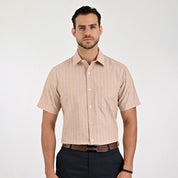 Camisa Yale Para Caballero Manga Corta Regular Fit 8205 Avellana