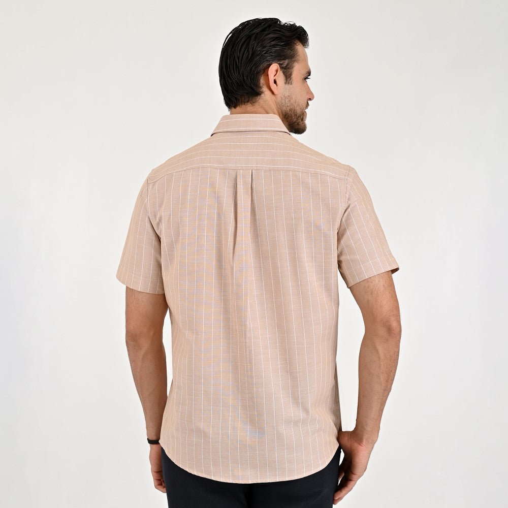Camisa Yale Para Caballero Manga Corta Regular Fit 8205 Avellana