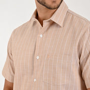 Camisa Yale Para Caballero Manga Corta Regular Fit 8205 Avellana