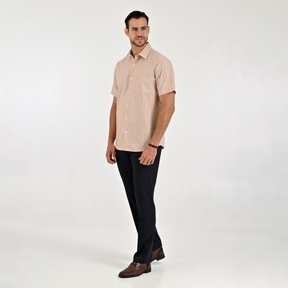 Camisa Yale Para Caballero Manga Corta Regular Fit 8205 Avellana