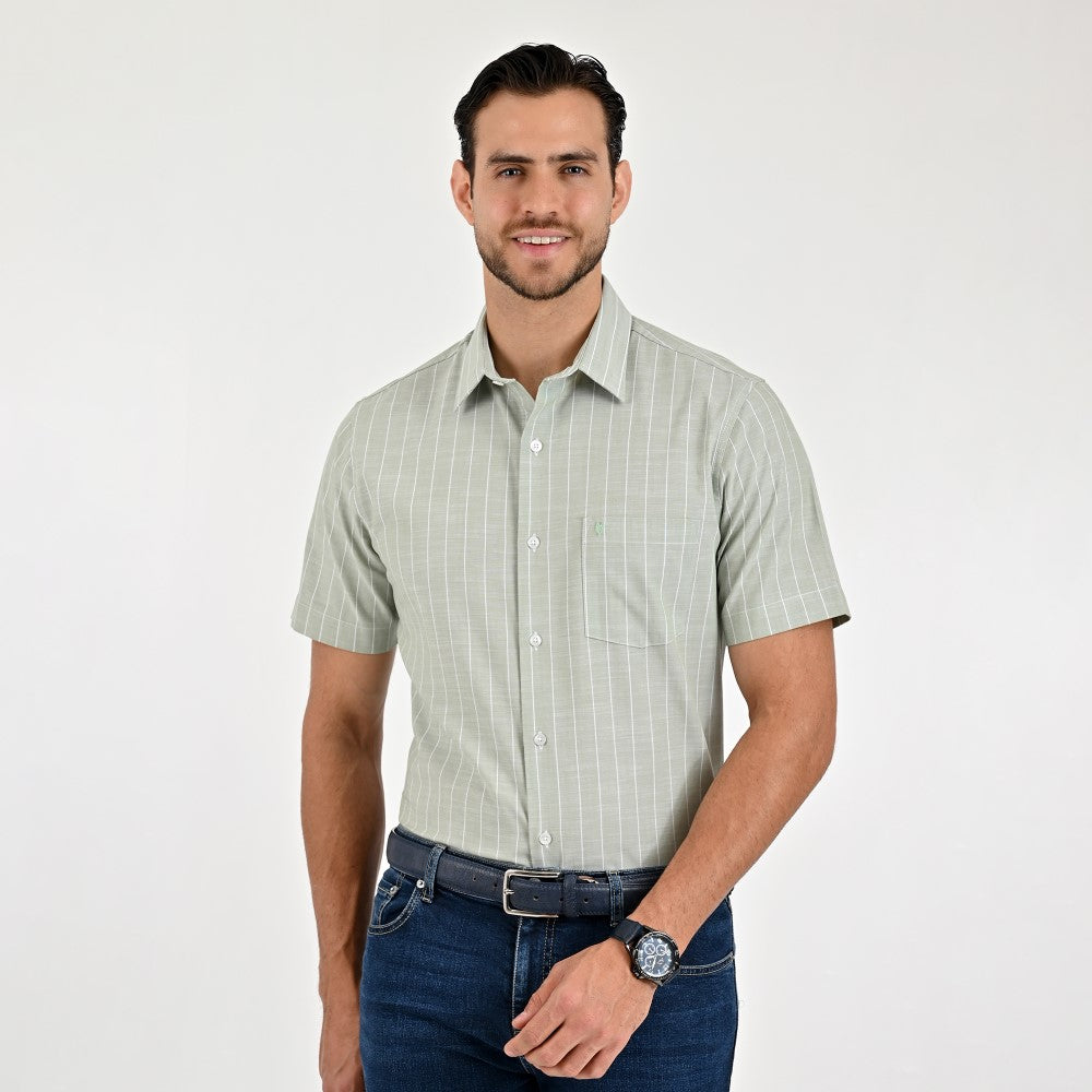 Camisa Yale Para Caballero Manga Corta Regular Fit 8205 Verde