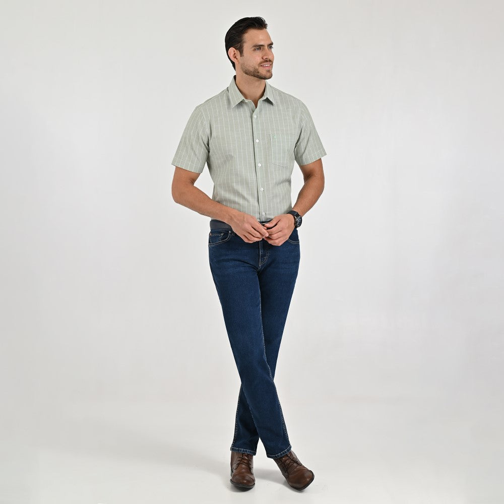 Camisa Yale Para Caballero Manga Corta Regular Fit 8205 Verde