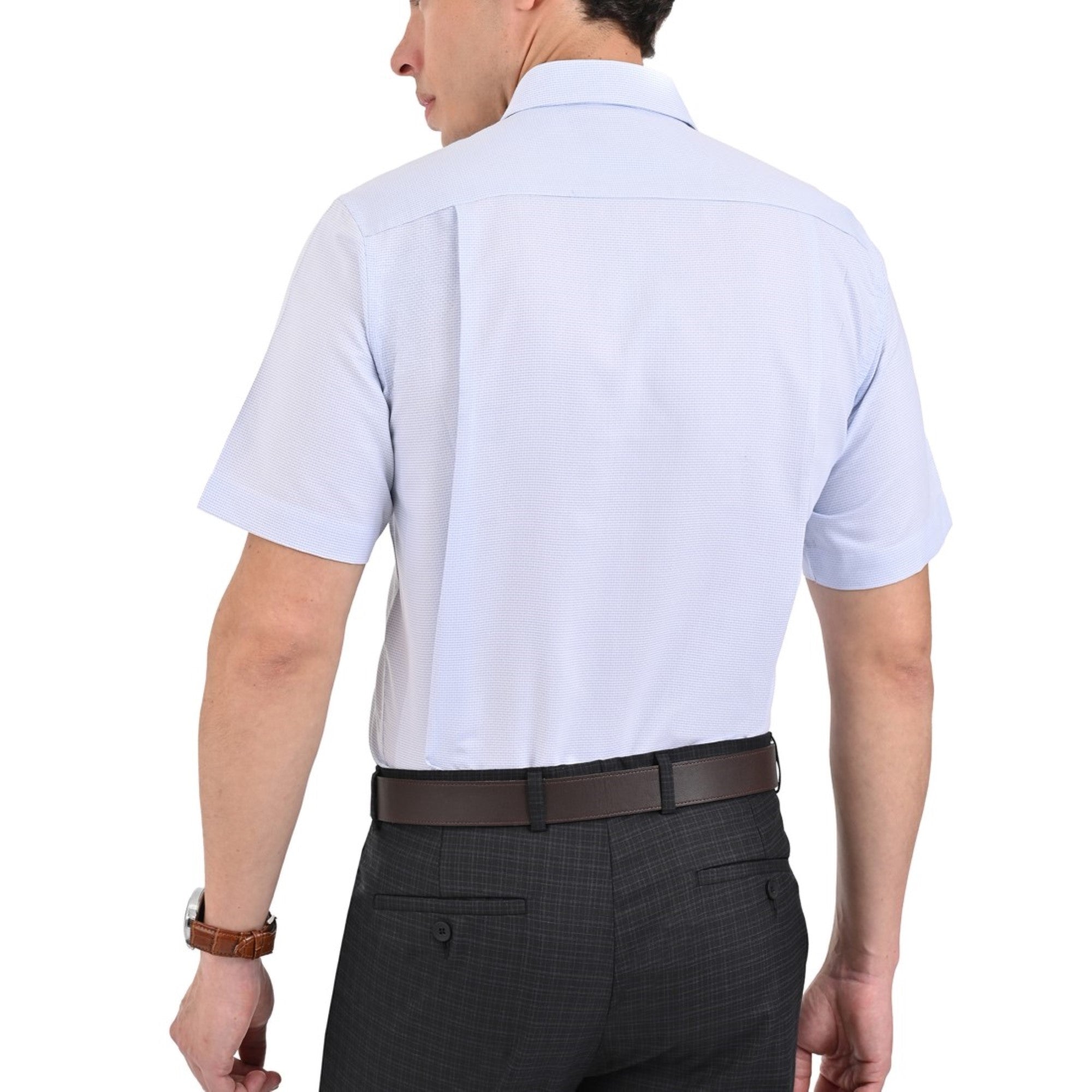 Camisa Yale Manga Corta Slim Fit 3687 Azul cielo