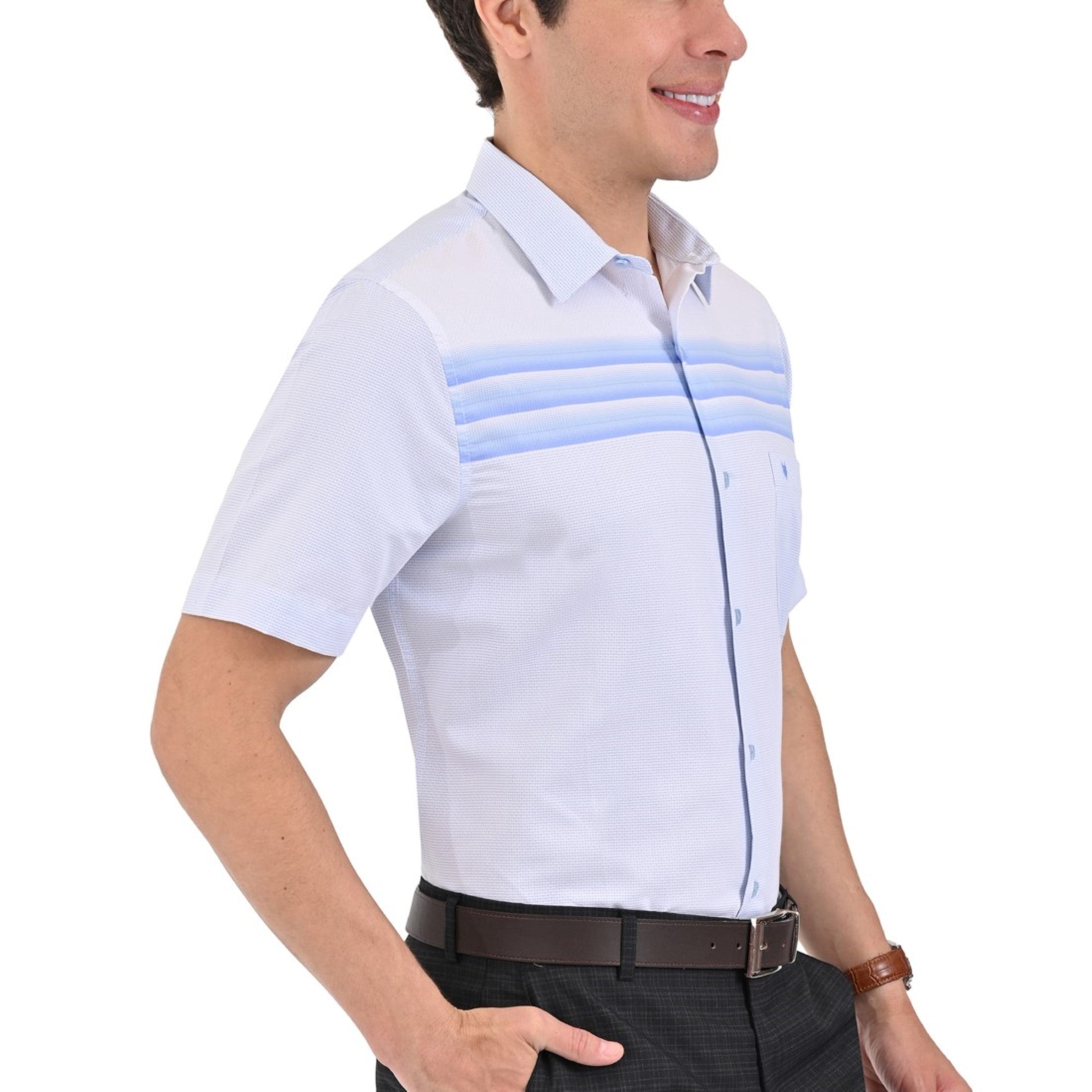 Camisa Yale Manga Corta Slim Fit 3687 Azul cielo