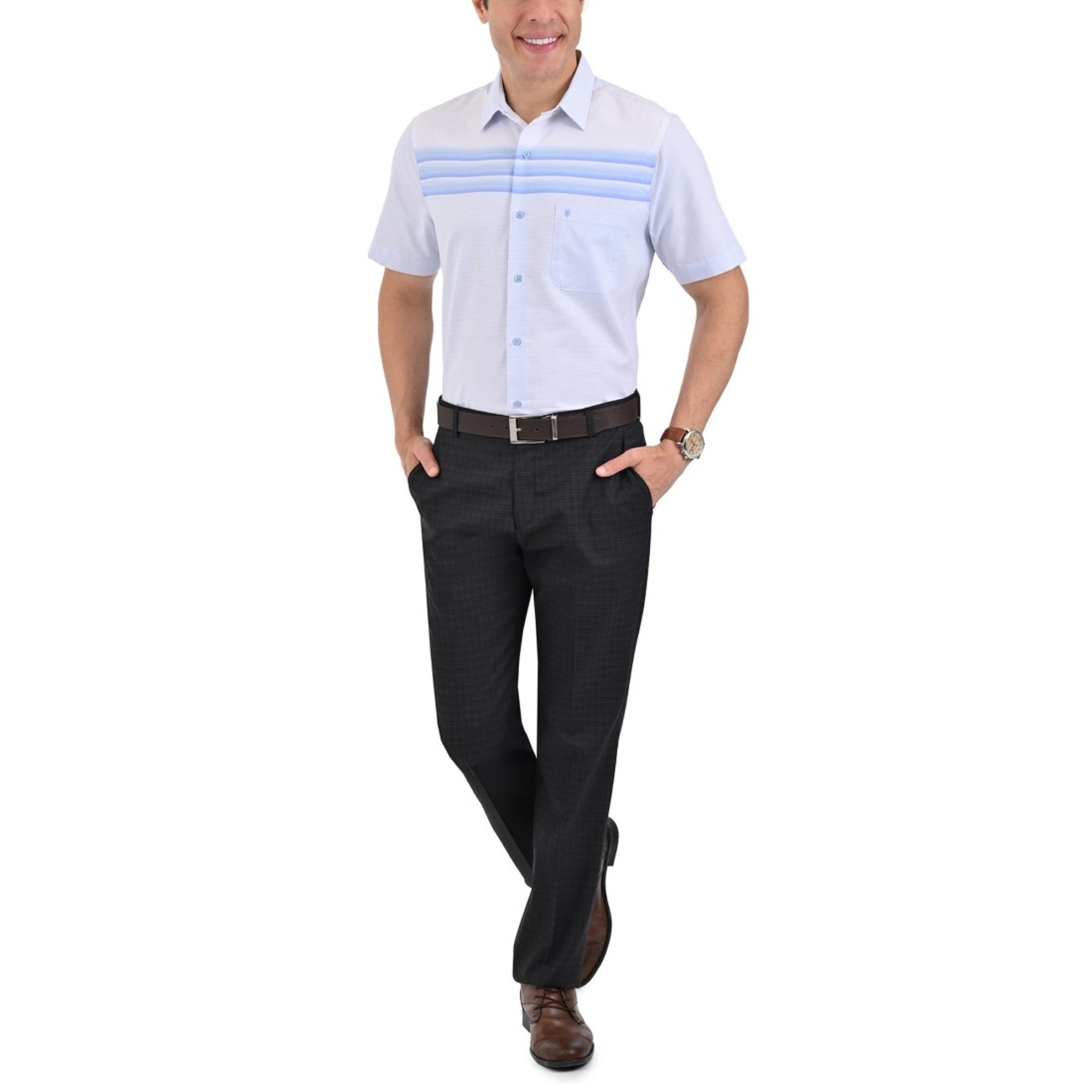 Camisa Yale Manga Corta Slim Fit 3687 Azul cielo