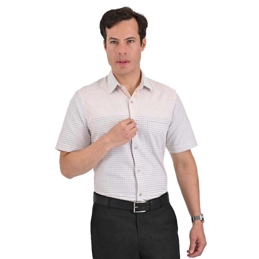 Camisa Yale Manga Corta Slim Fit 3688 Beige