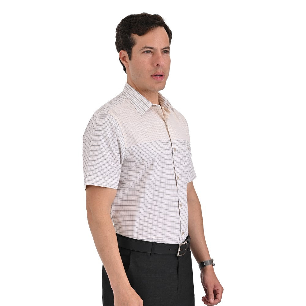 Camisa Yale Manga Corta Slim Fit 3688 Beige