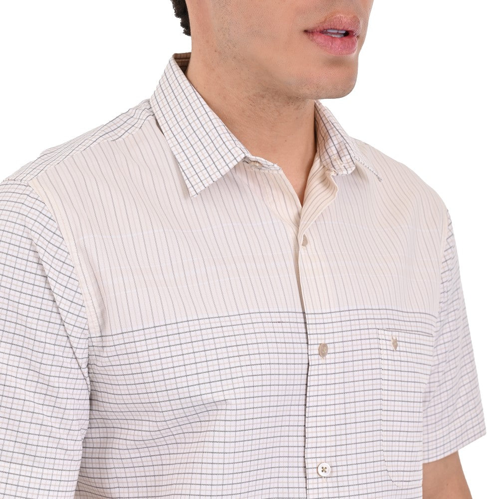 Camisa Yale Manga Corta Slim Fit 3688 Beige