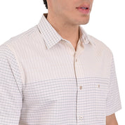 Camisa Yale Manga Corta Slim Fit 3688 Beige