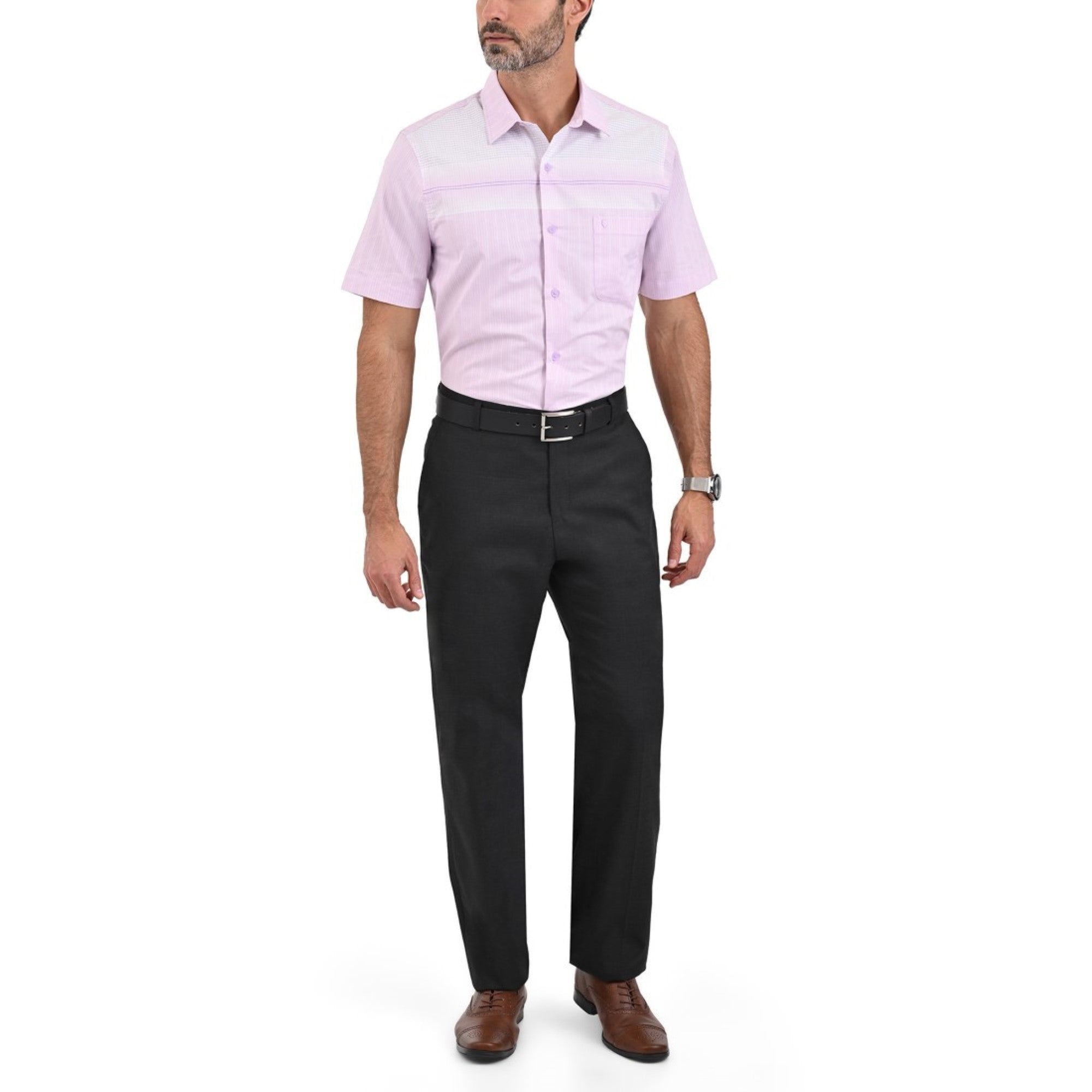 Camisa Con Cenefa Yale Manga Corta Regular Fit 3689