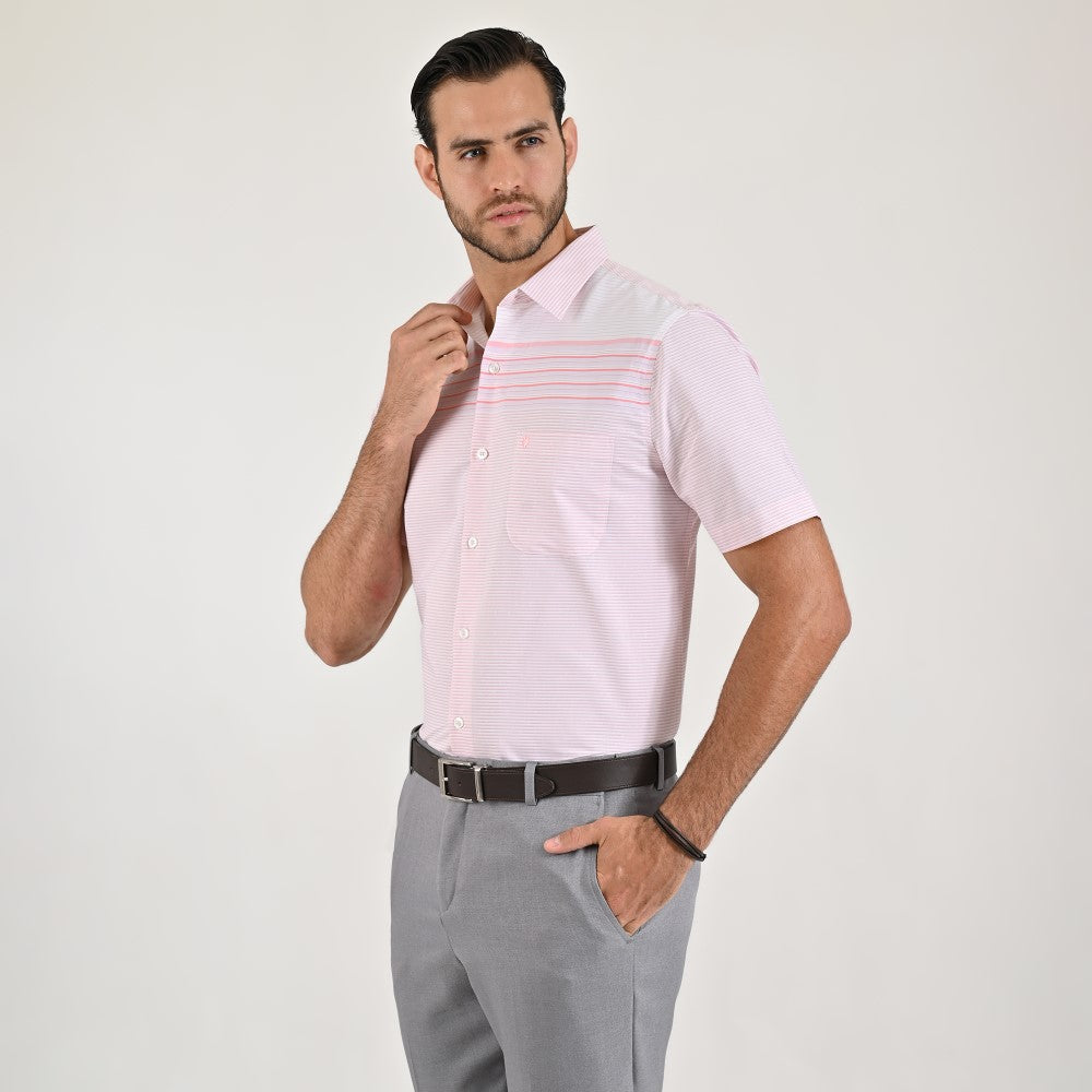 Camisa cenefa Yale Regular Fit Manga corta 7296 Rosa