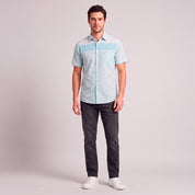 Camisa cenefa Yale Regular Fit Manga corta 7296 Azul