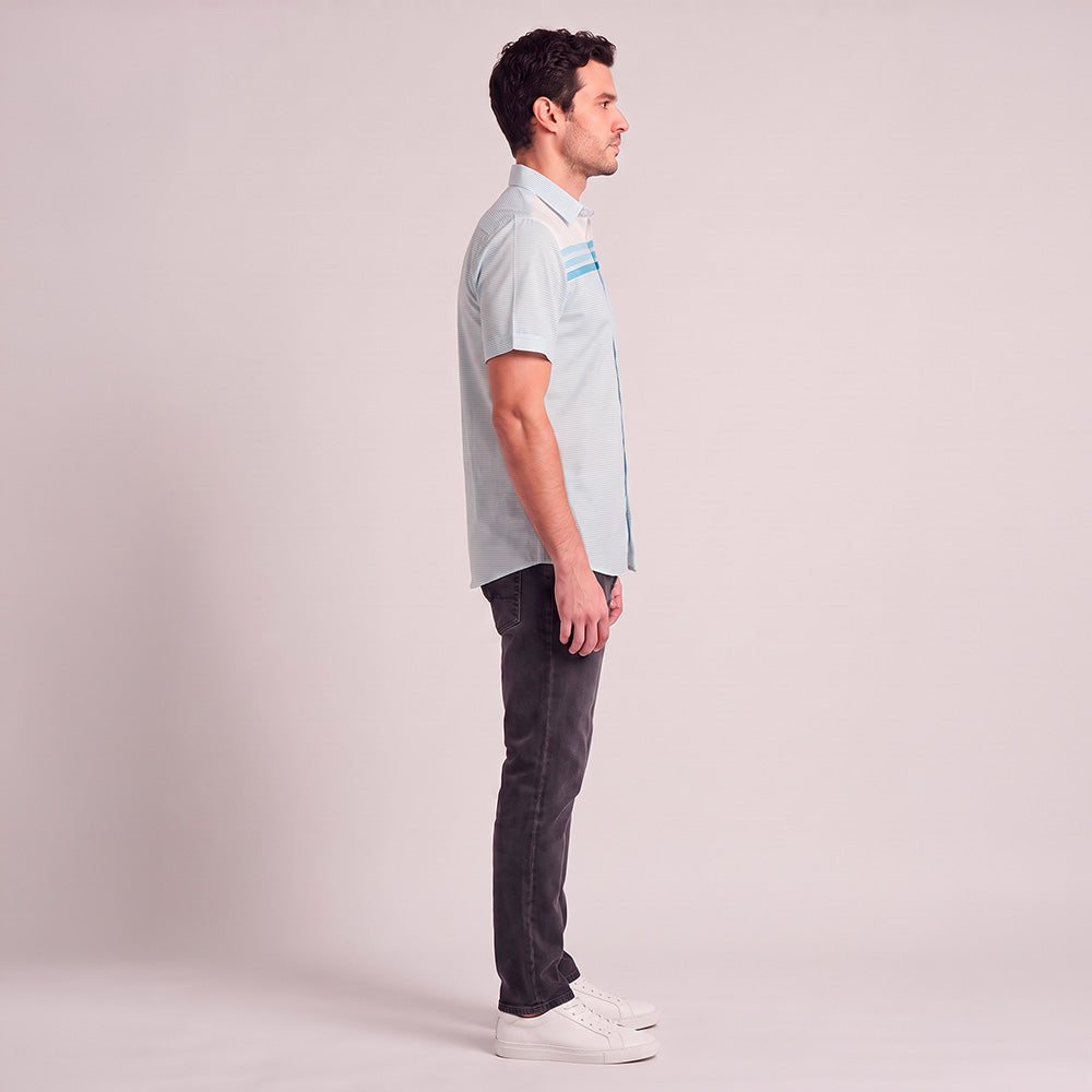 Camisa cenefa Yale Regular Fit Manga corta 7296 Azul