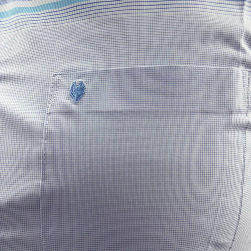 Camisa cenefa Yale Regular Fit Manga corta 7293 Azul