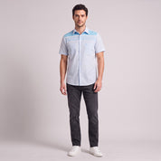 Camisa cenefa Yale Regular Fit Manga corta 7293 Azul