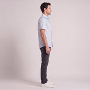 Camisa cenefa Yale Regular Fit Manga corta 7293 Azul