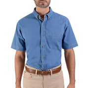 Camisa Mezclilla Yale Manga Corta con Botton Down Regular Fit Stone bleach 3516