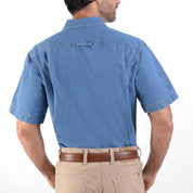 Camisa Mezclilla Yale Manga Corta con Botton Down Regular Fit Stone bleach 3516