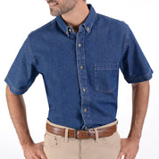 Camisa Mezclilla Yale Manga Corta con Botton Down Regular Fit Stone bleach 3516