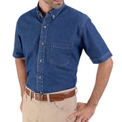 Camisa Mezclilla Yale Manga Corta con Botton Down Regular Fit Stone bleach 3516