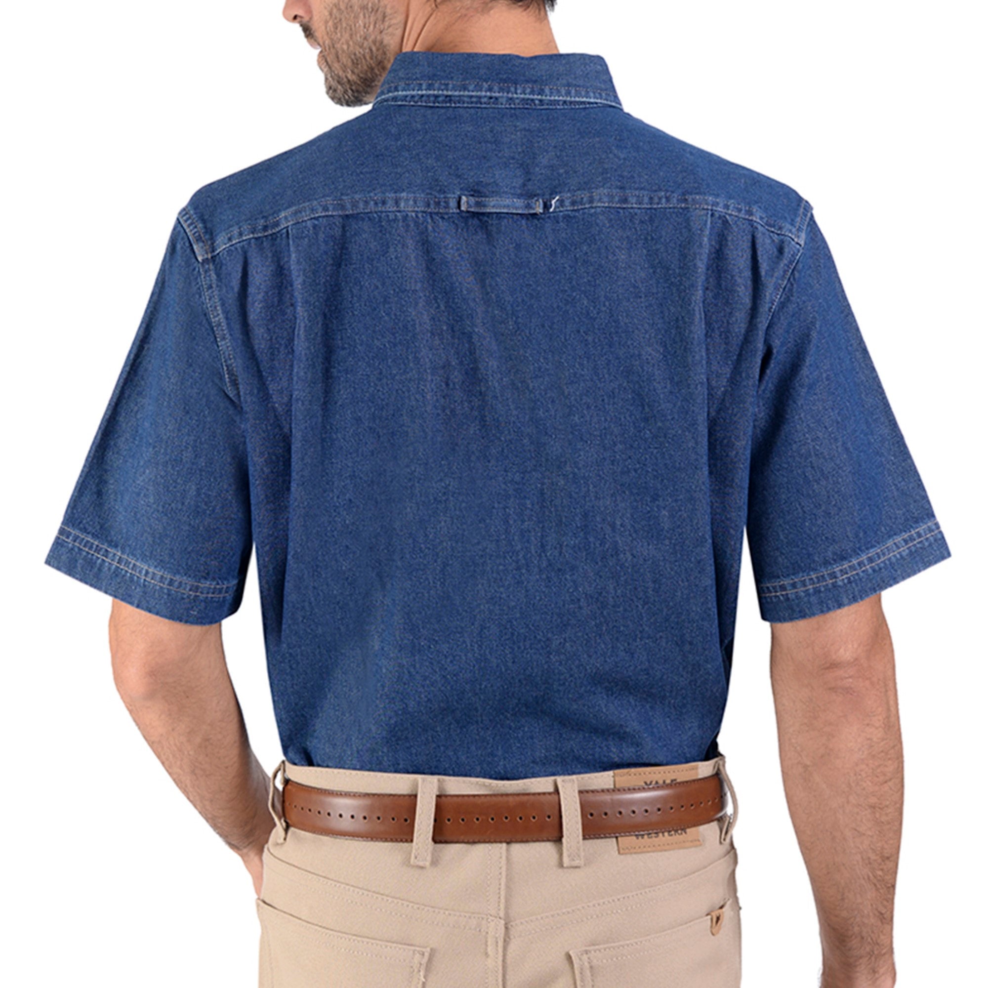 Camisa Mezclilla Yale Manga Corta con Botton Down Regular Fit Stone bleach 3516