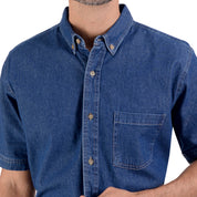Camisa Mezclilla Yale Manga Corta con Botton Down Regular Fit Stone bleach 3516