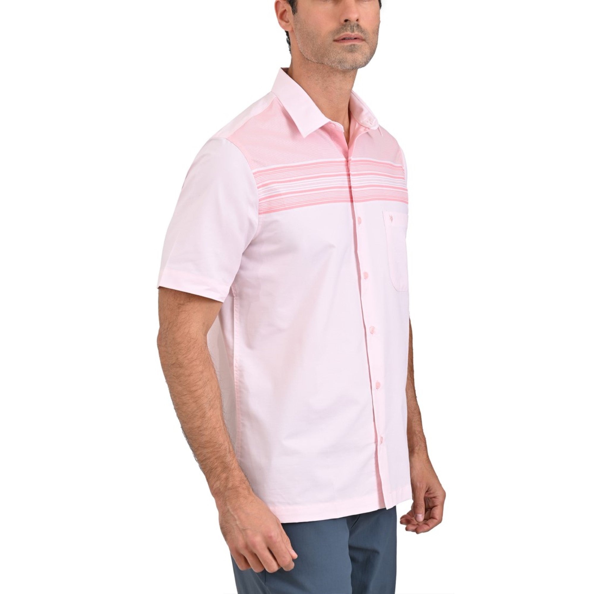 Camisa Yale Manga Corta Slim Fit 3688 Rosa