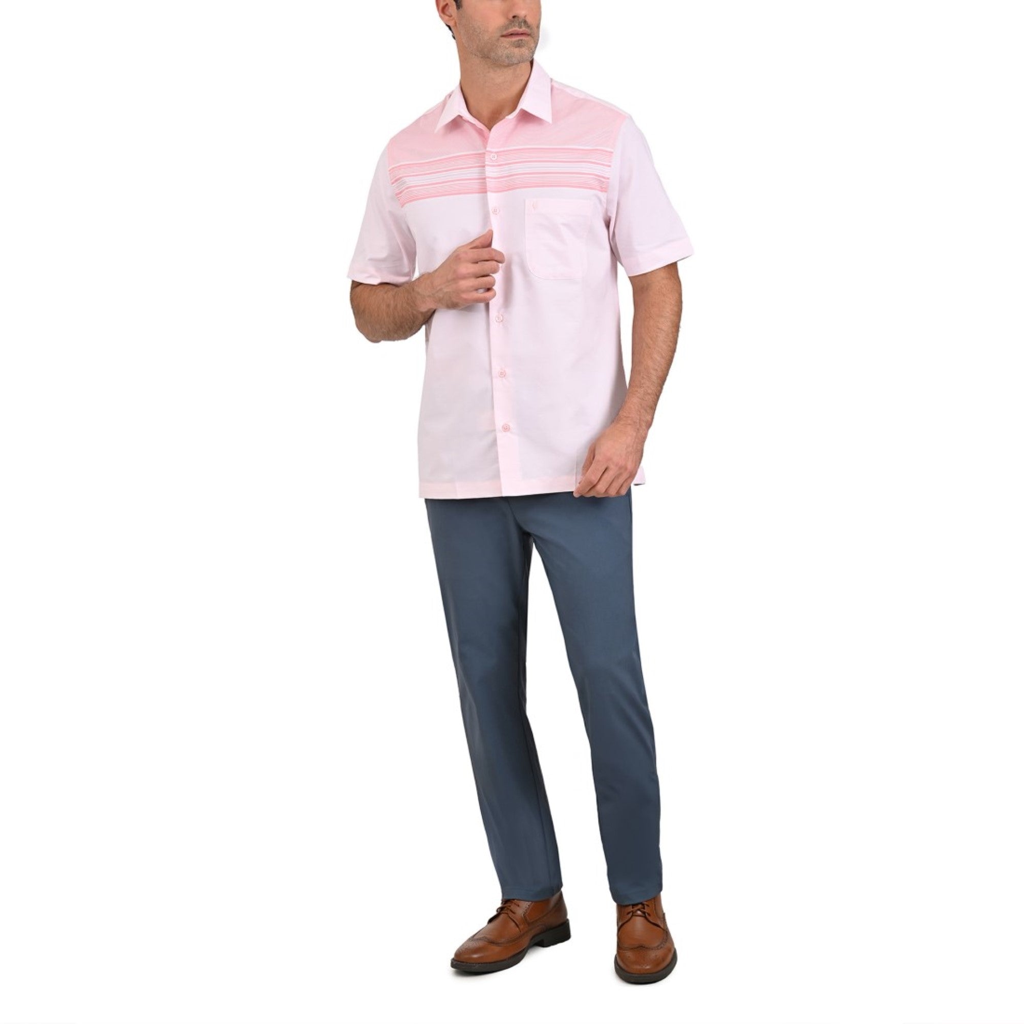 Camisa Yale Manga Corta Slim Fit 3688 Rosa