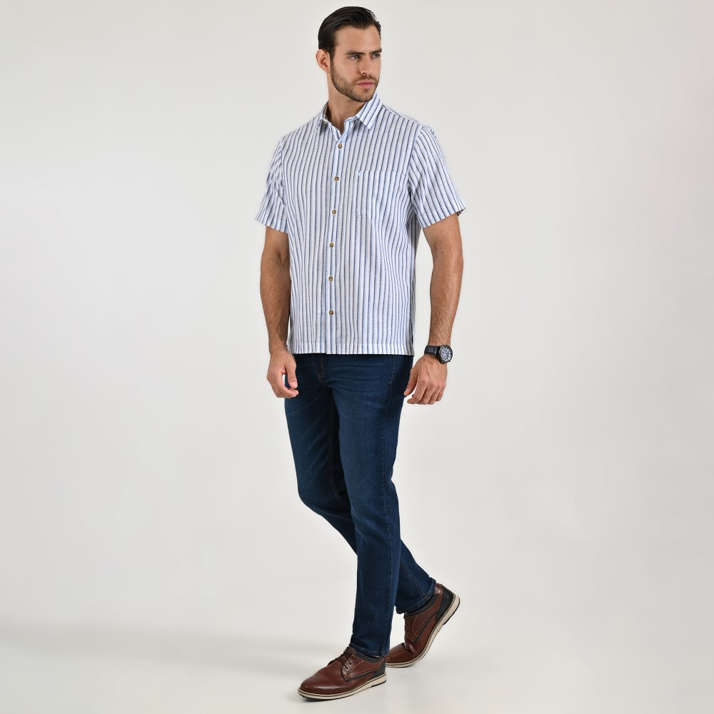Camisa casual Yale Regular fit Manga corta 7784 Azul Cielo
