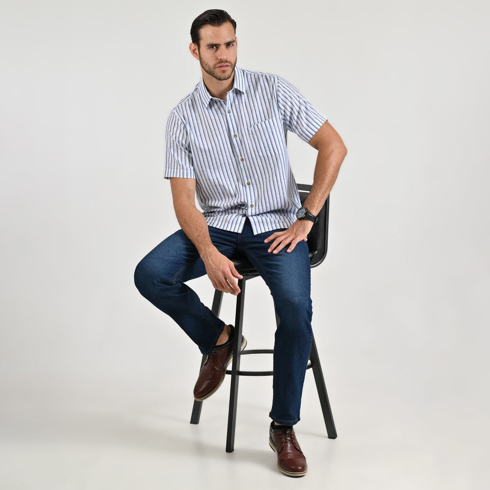 Camisa casual Yale Regular fit Manga corta 7784 Azul Cielo