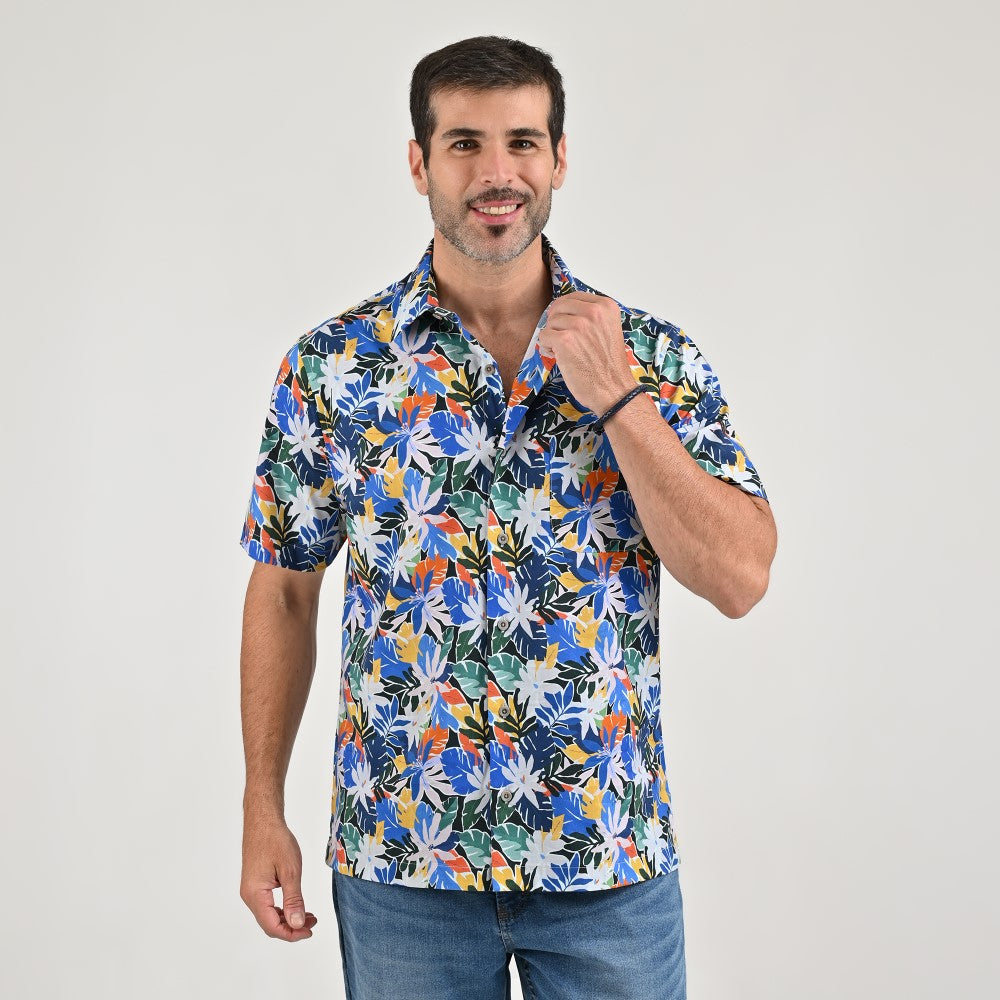 Camisa casual Yale Regular Fit Manga corta 7840 Azul Rey