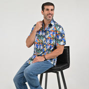 Camisa casual Yale Regular Fit Manga corta 7840 Azul Rey