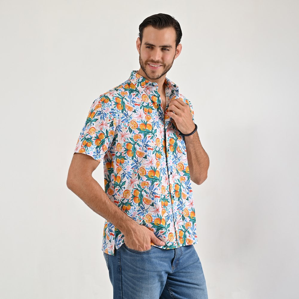 Camisa casual Yale Regular fit Manga corta 7841 Naranja