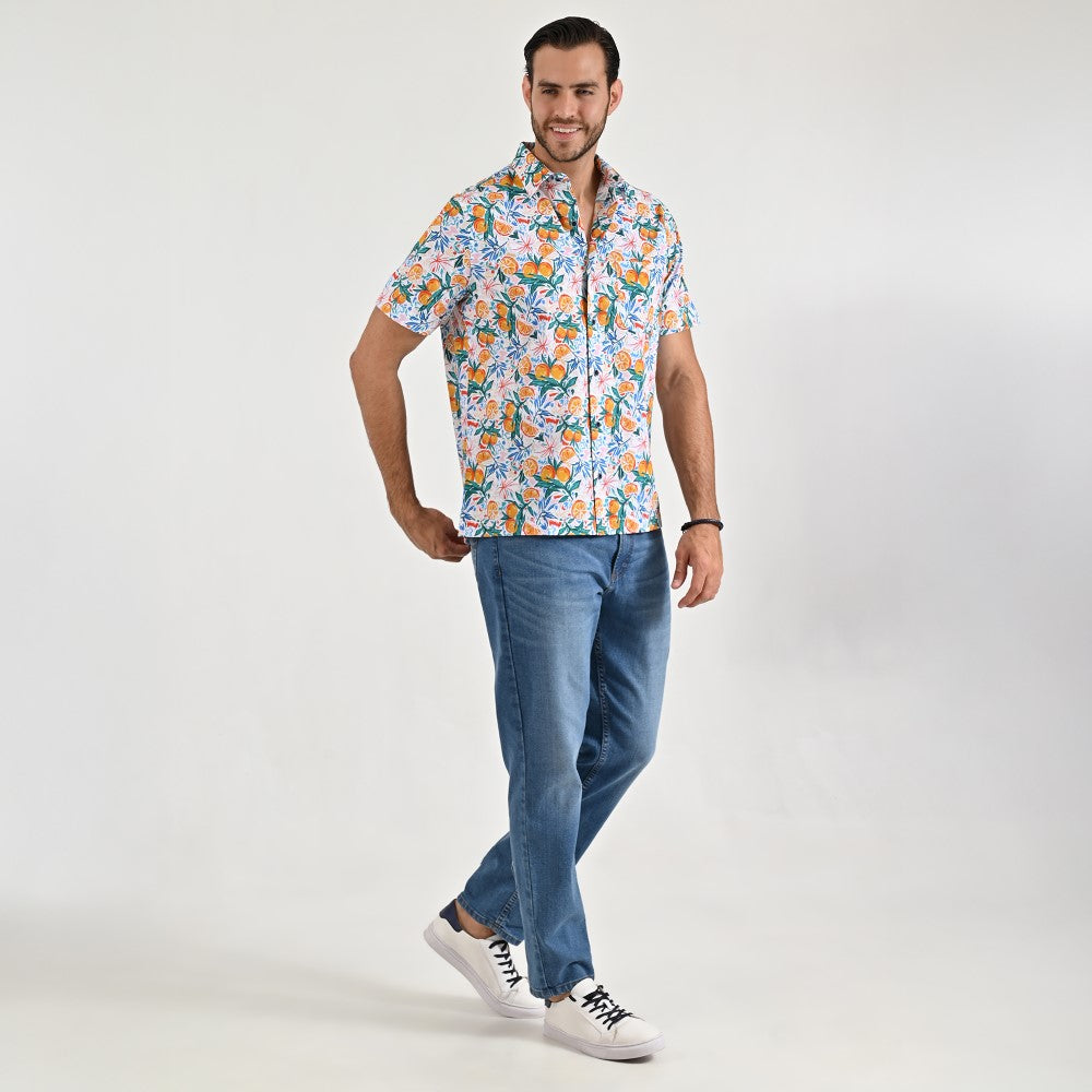 Camisa casual Yale Regular fit Manga corta 7841 Naranja